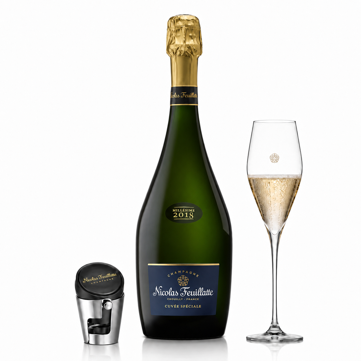 Nicolas Feuillatte Cuvee Speciale Millésimé 0.75L 12% +1 pahar/stopper