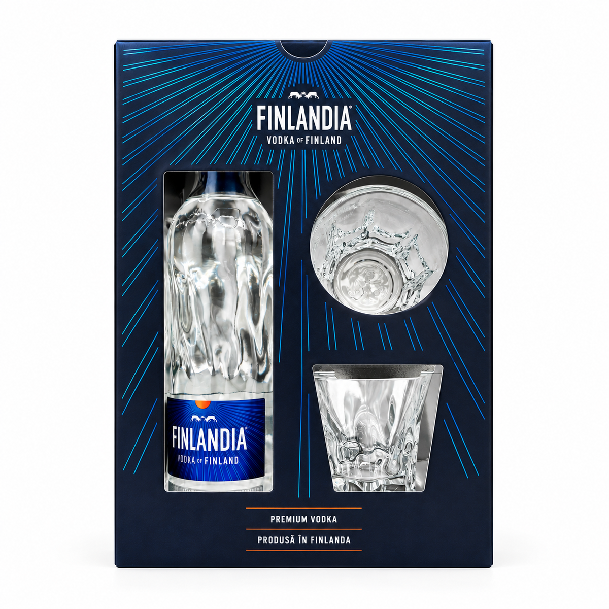 Finlandia Vodka 0.7L 40% + 2 pahare