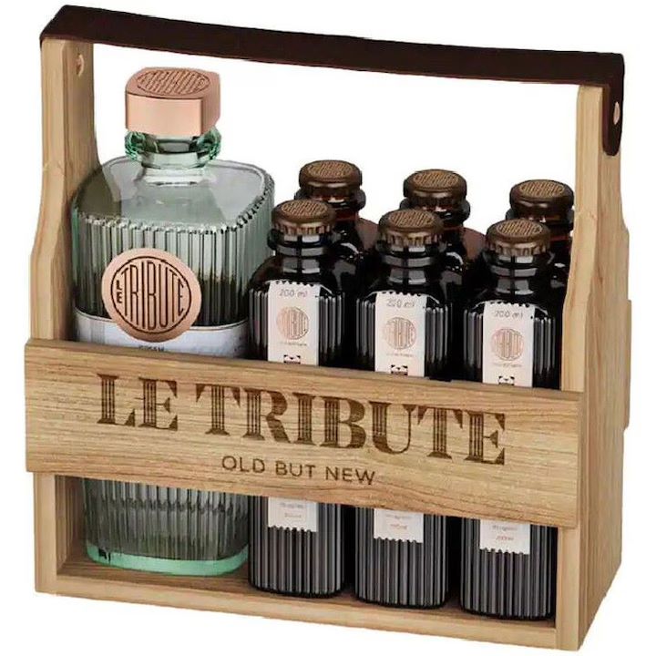 Le Tribute Gin + 6 Tonics Wooden Basket 0.7L 43%